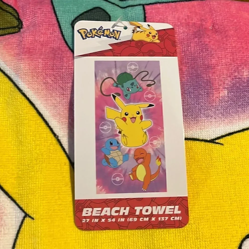 Pokemon Starters Beach Towel Pink Purple 27 x 54 In  90% Cotton